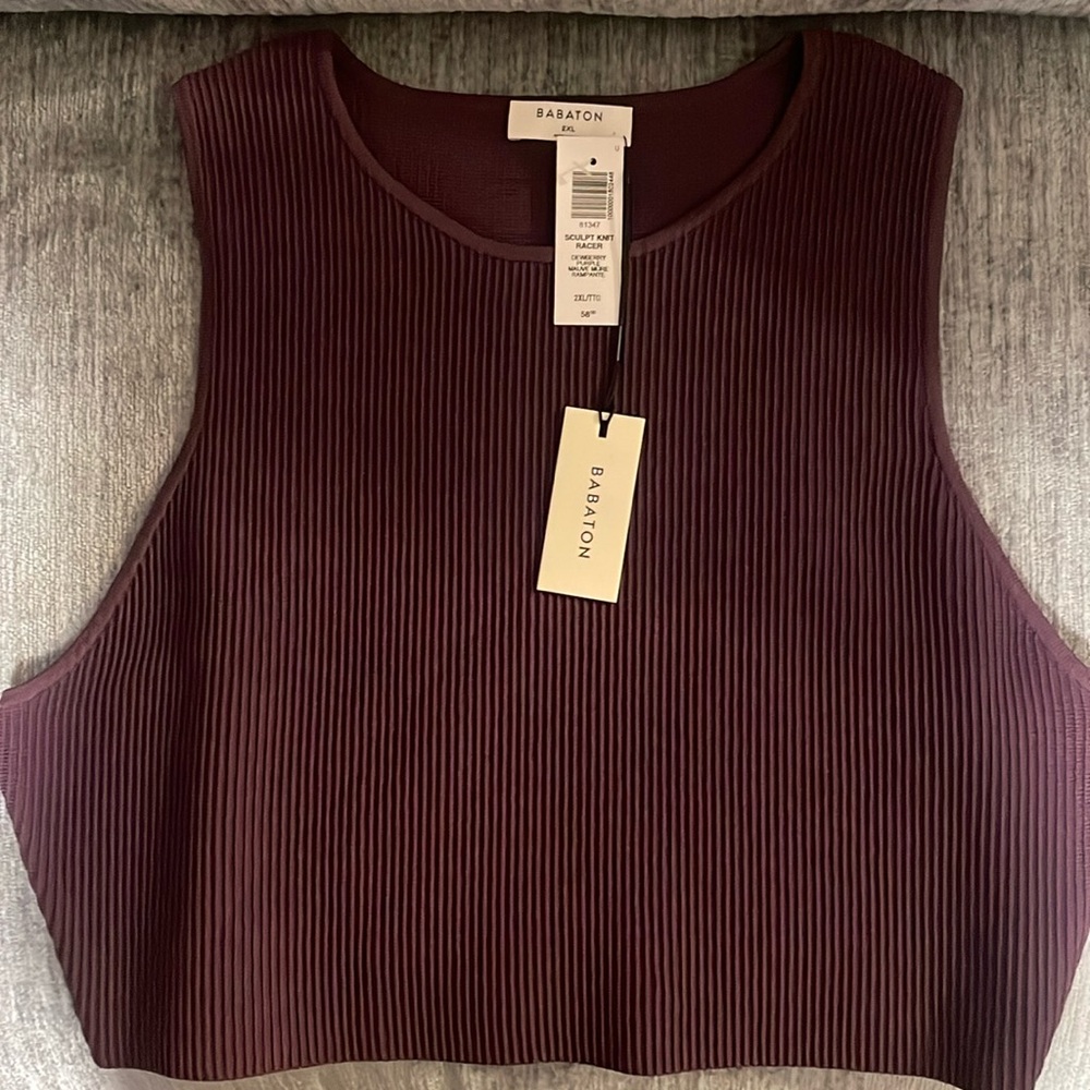 Babaton 2XL sculpt knit racer in dewberry purple. New with tags